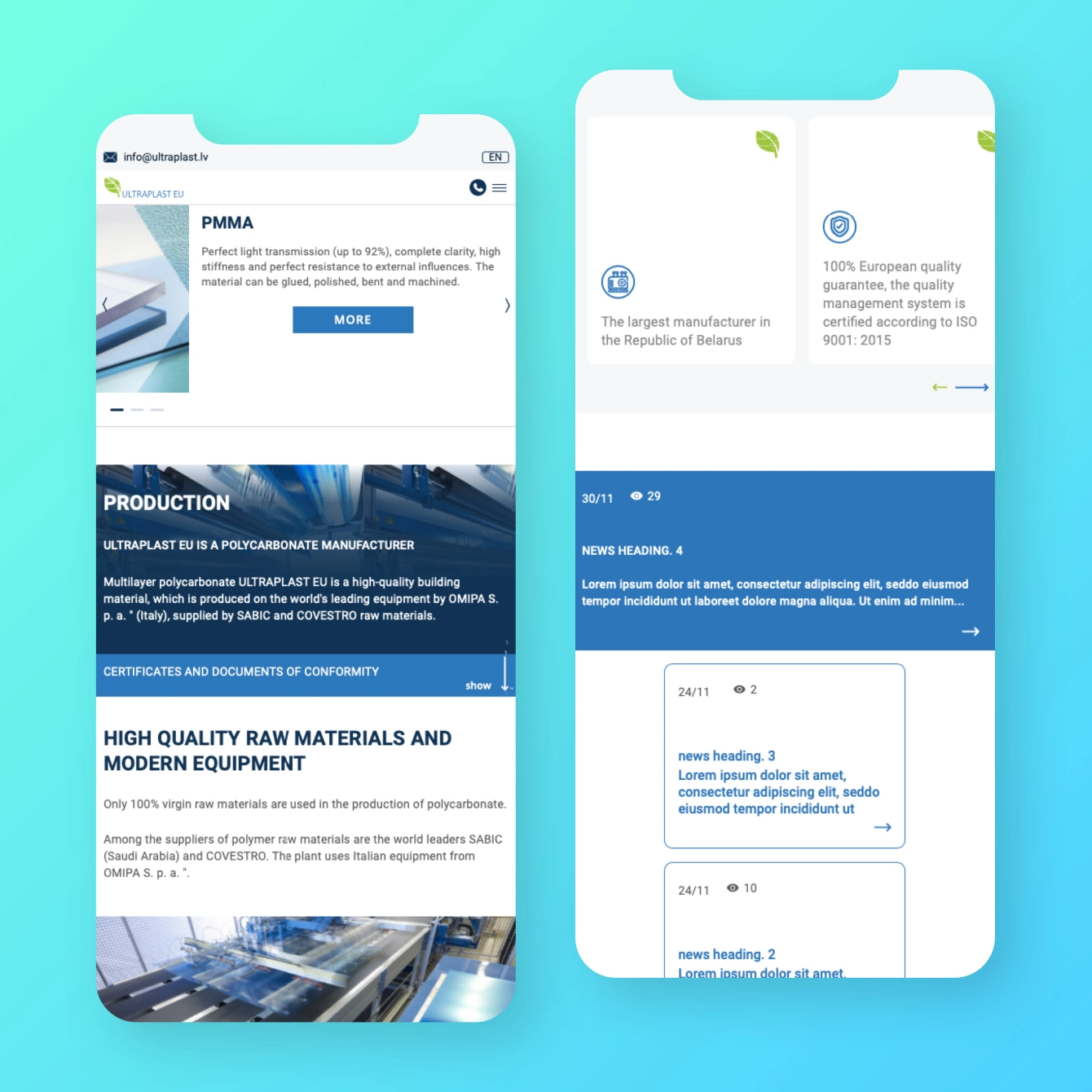 Корпоративный сайт компании ULTRAPLAST EU