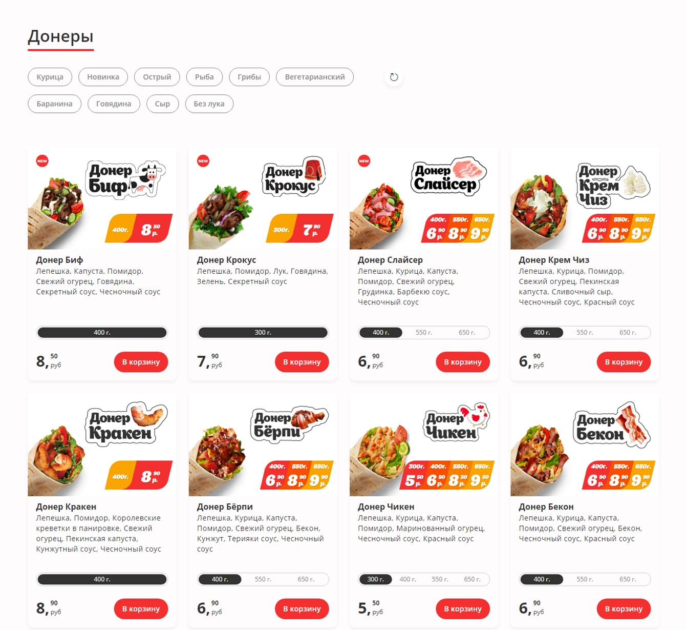 Сайт сети быстрого питания «Papa Döner»