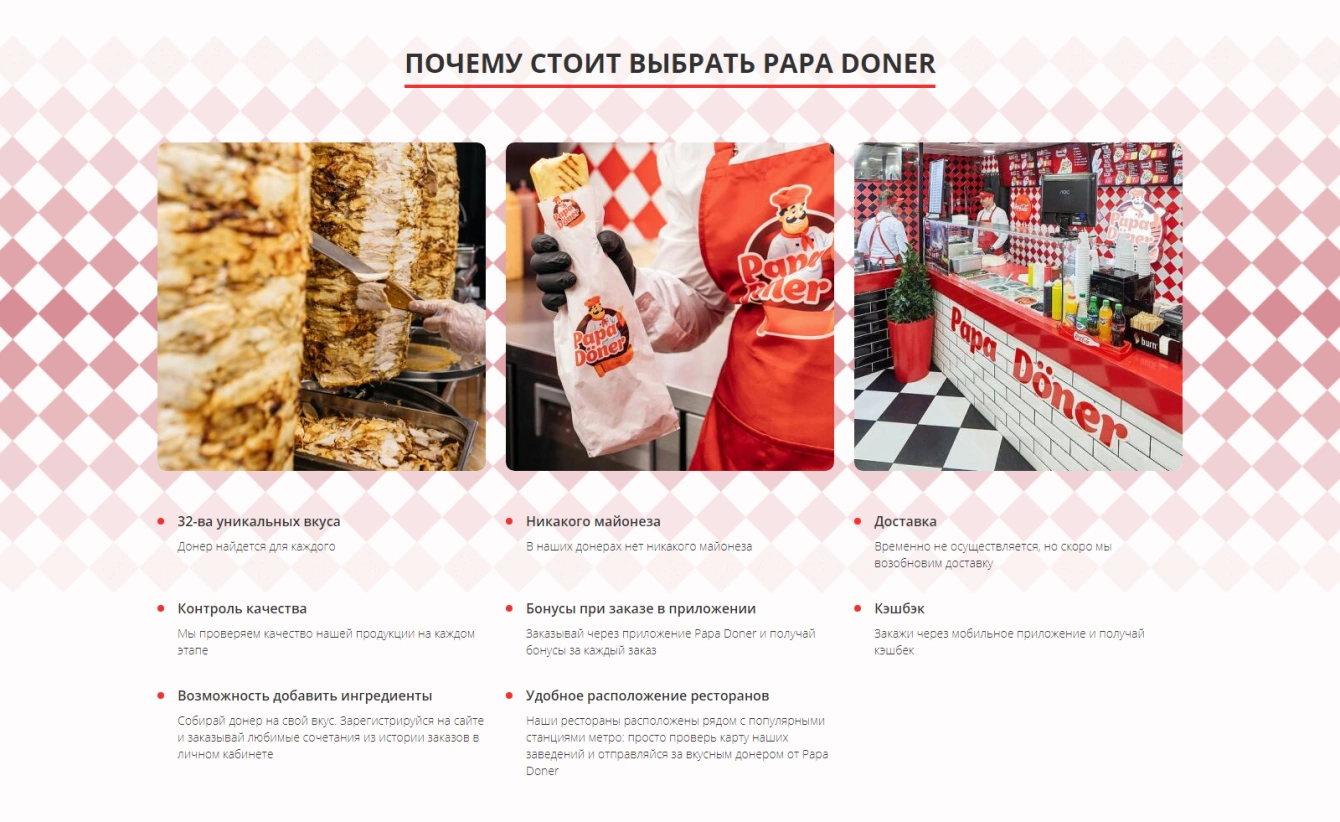 Сайт сети быстрого питания «Papa Döner»