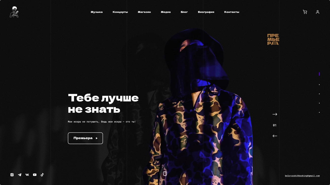 Разработка сайта для музыканта Тимы Белорусских