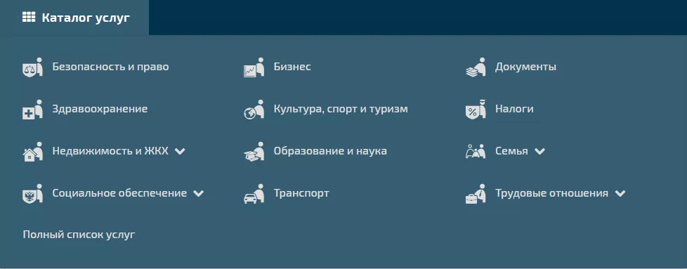 каталог услуг